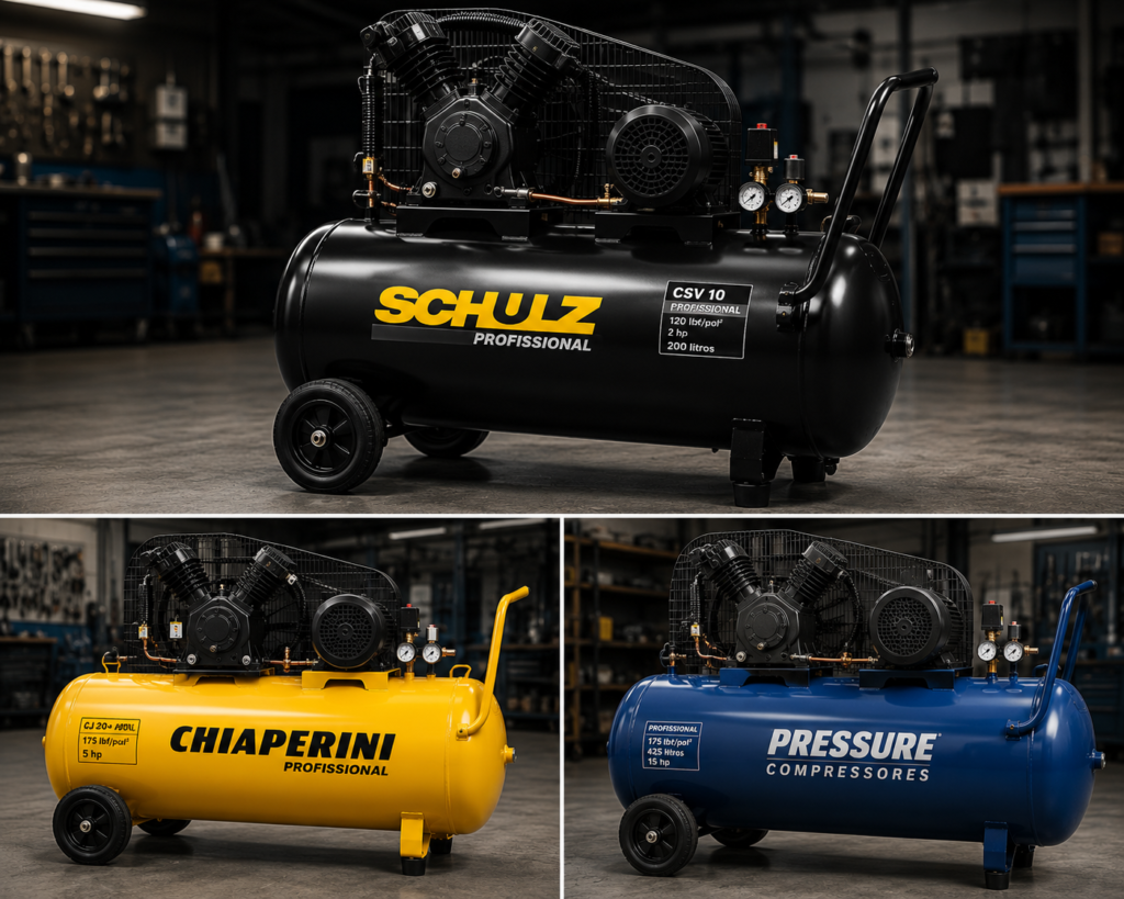 Qual é o melhor compressor de ar? Conheça os modelos mais indicados Compressor de ar profissional em oficina