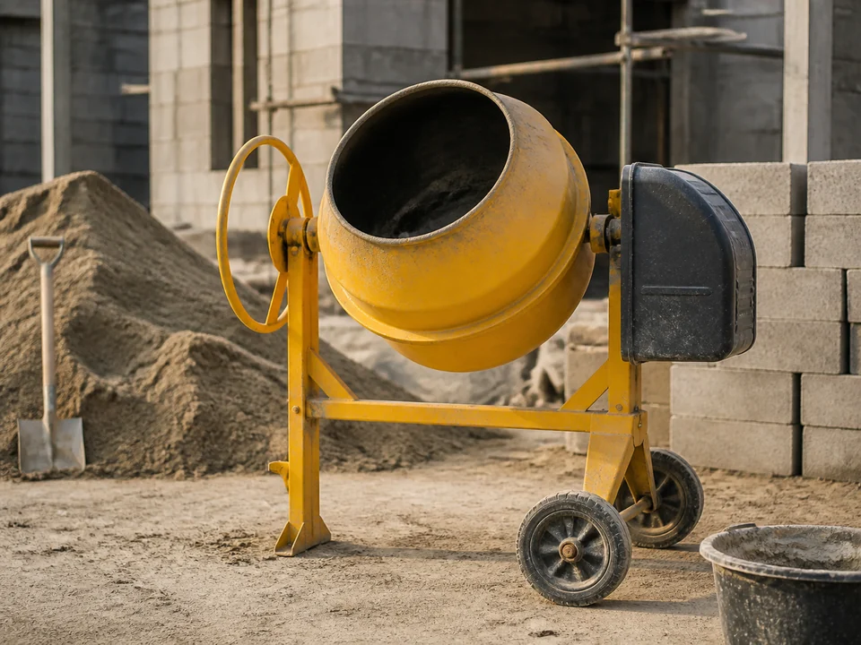 Betoneira em canteiro de obras